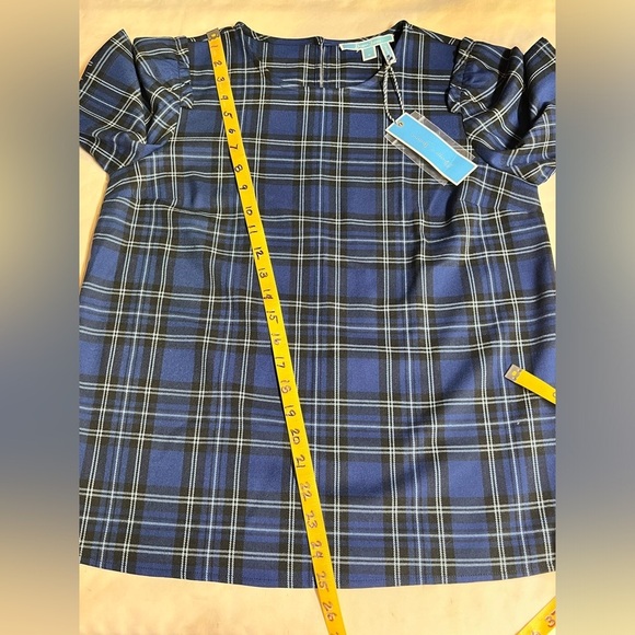 DRAPER JAMES Blue plaid short sleeve top size S - Picture 14 of 14